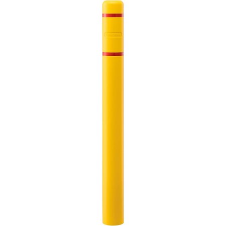 GLOBAL INDUSTRIAL Bollard Post Sleeve, 4 D x 52 H, Yellow With Red Tape, HDPE 708406YR